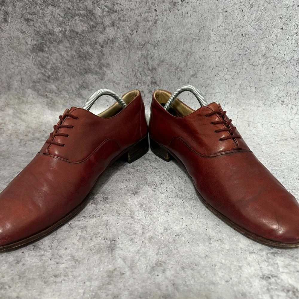 Bruno Magli Fulton Oxford Mens 9.5 Brown Leather Dress Shoes Italy Plain Toe Bal